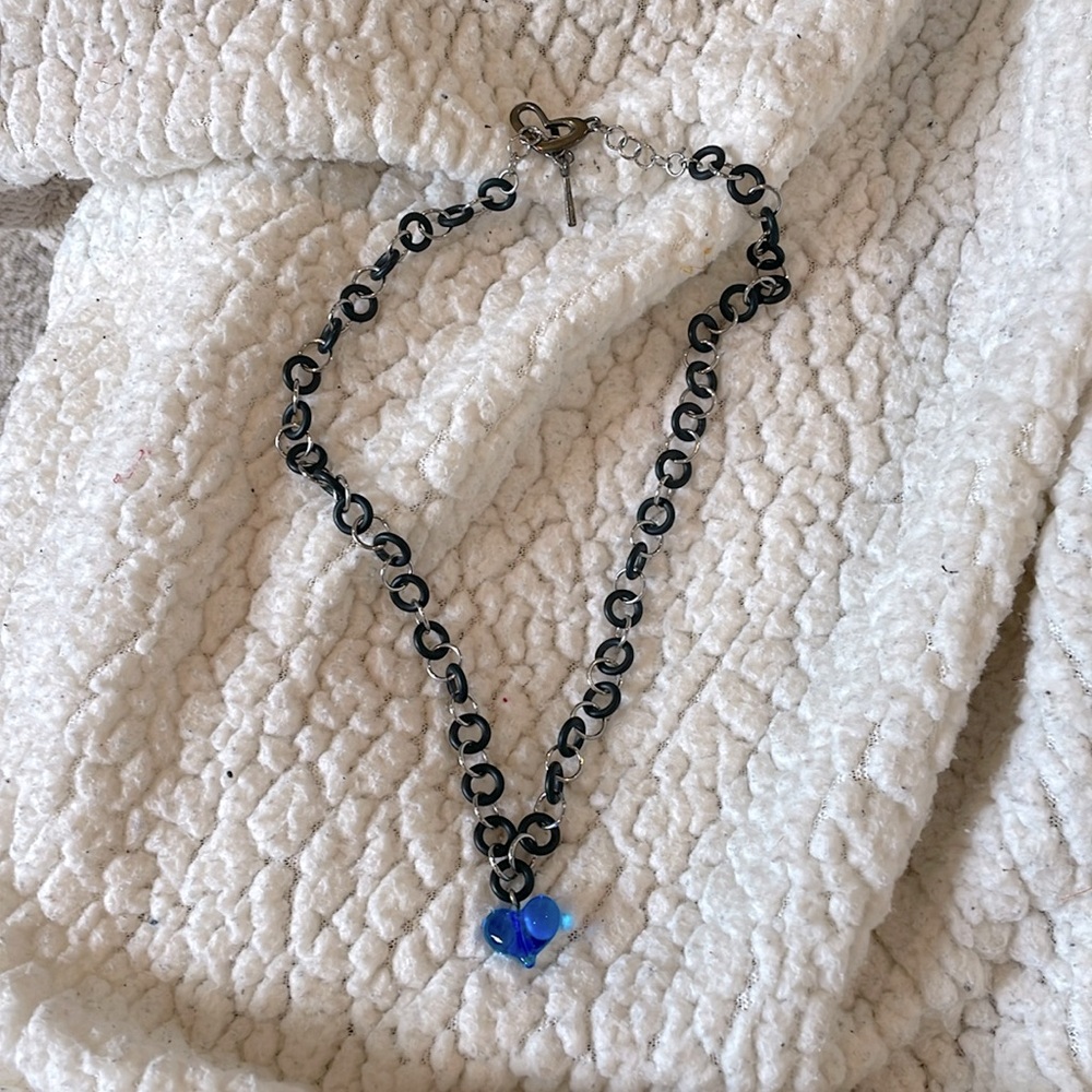 One of a kind blue heart necklace